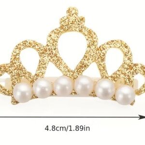 CLEARANCE | Pet Tiara Sparkling Gold Glitter & Pearl Clip-On Crown